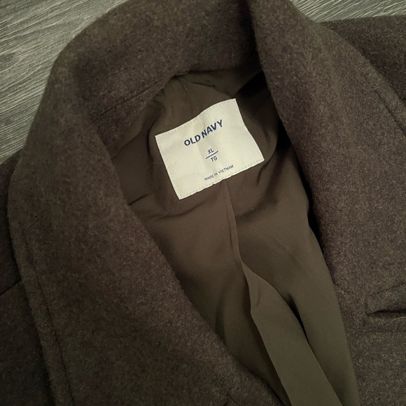 Olive Green Short Pea Coat, XL - Picture 2 of 2